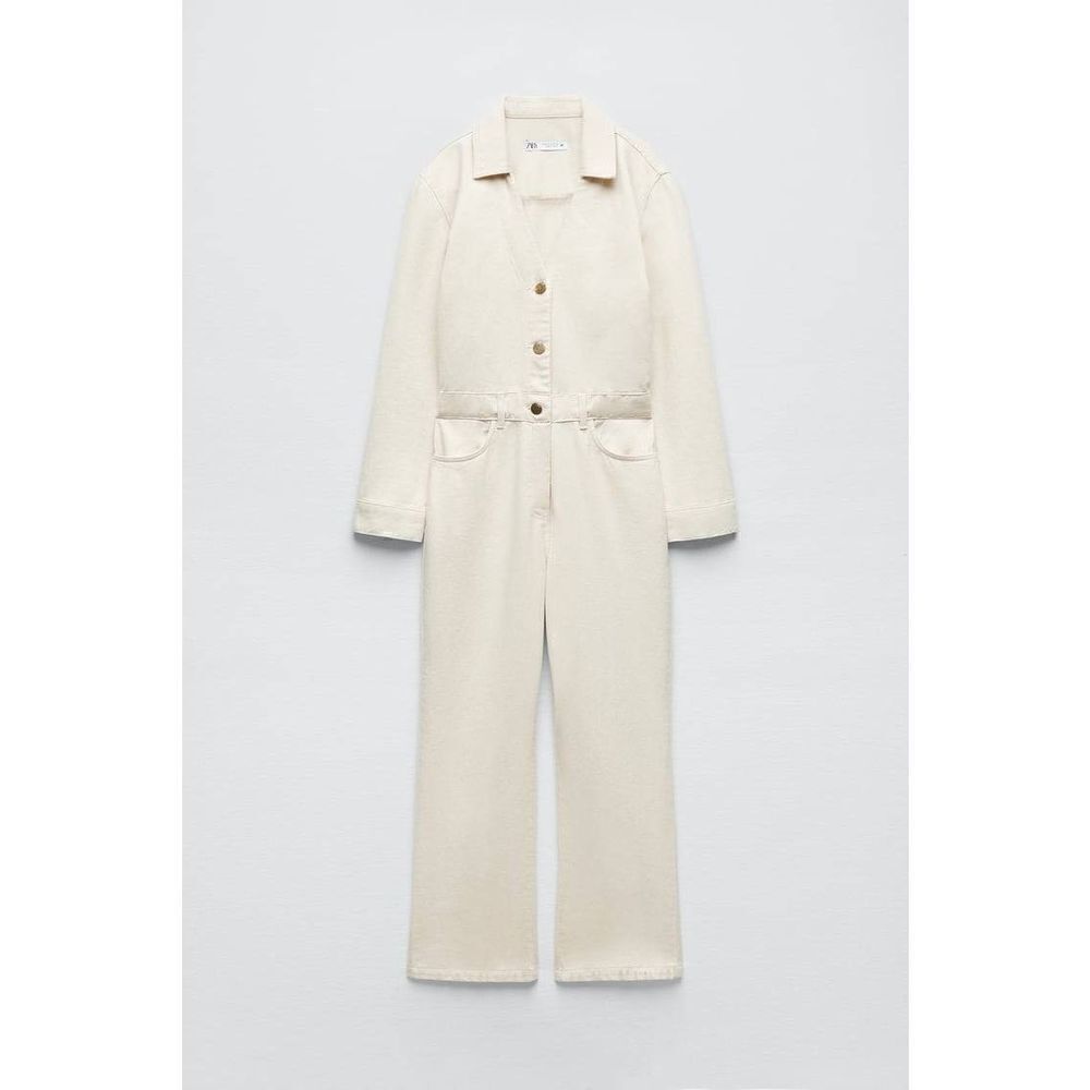 NEW IN !!!! GOLD BUTTON DENIM JUMPSUIT ZARA - Picture 9 of 10
